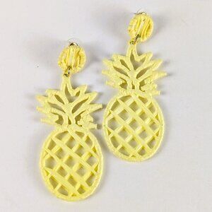Woven Yellow Pineapple Post Earrings